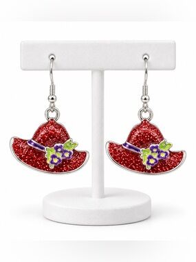 Sparkle hat dangle earrings